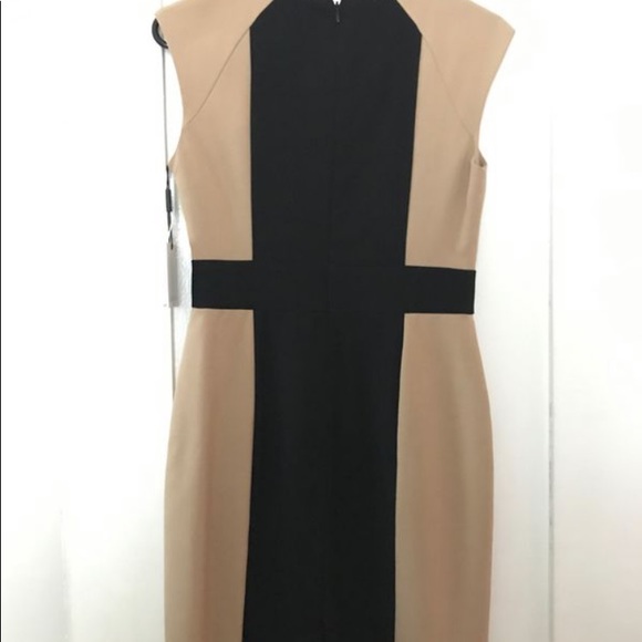 Calvin Klein TAN AND BLACK colorblock dress NEW - Picture 4 of 6